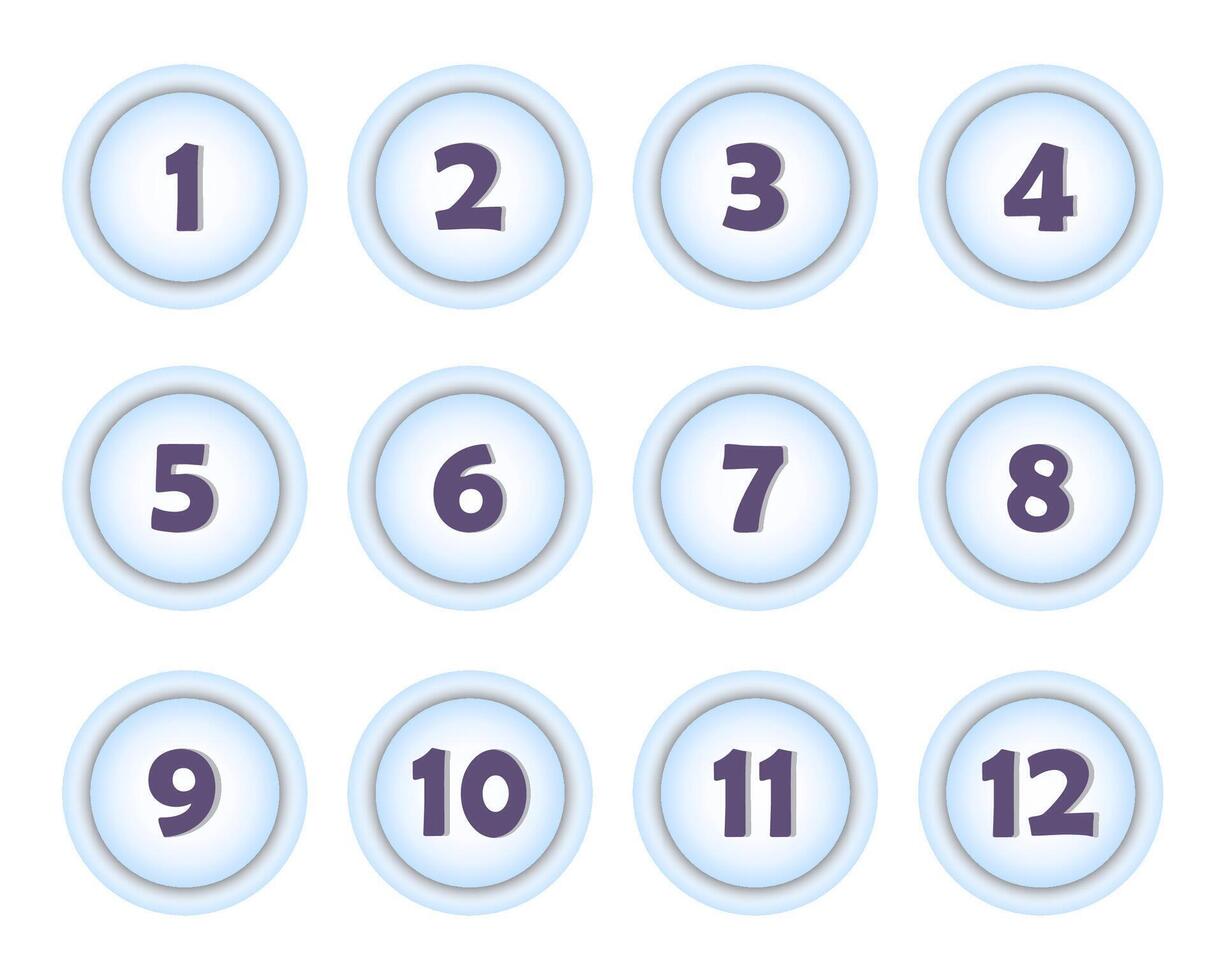 Buttons with numbers. Graphic design. vector