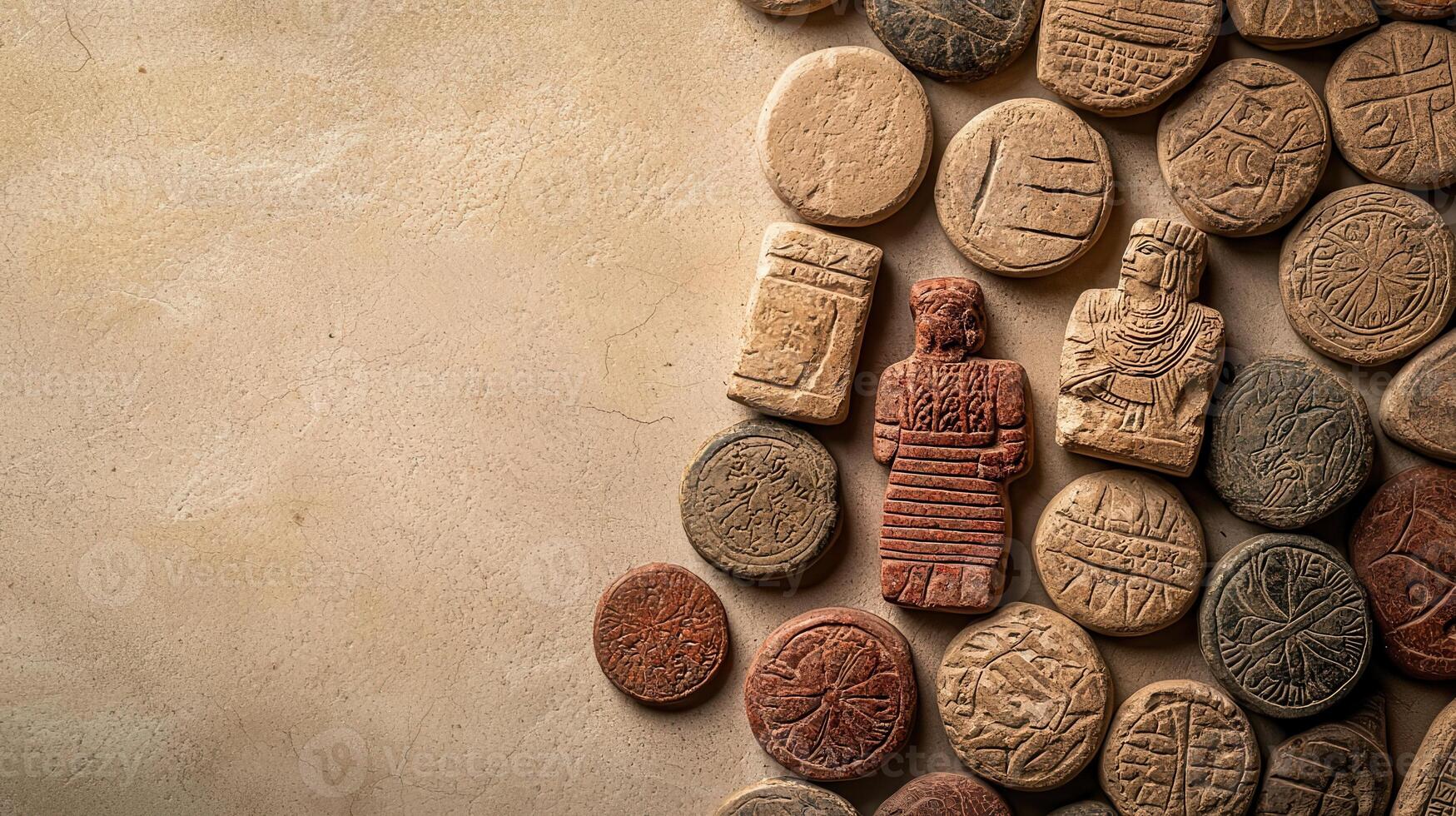 Ancient Indus Valley seals, early civilization artifacts photo