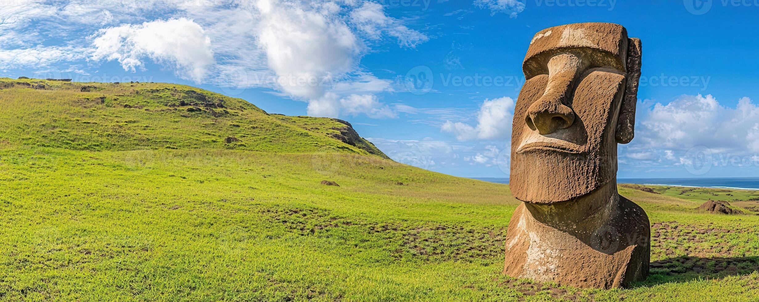 Ancient Rapa Nui moai statues, Easter Island mystery photo