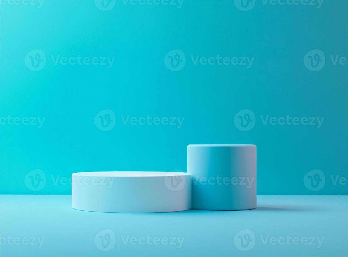 Two white round objects on a blue background photo