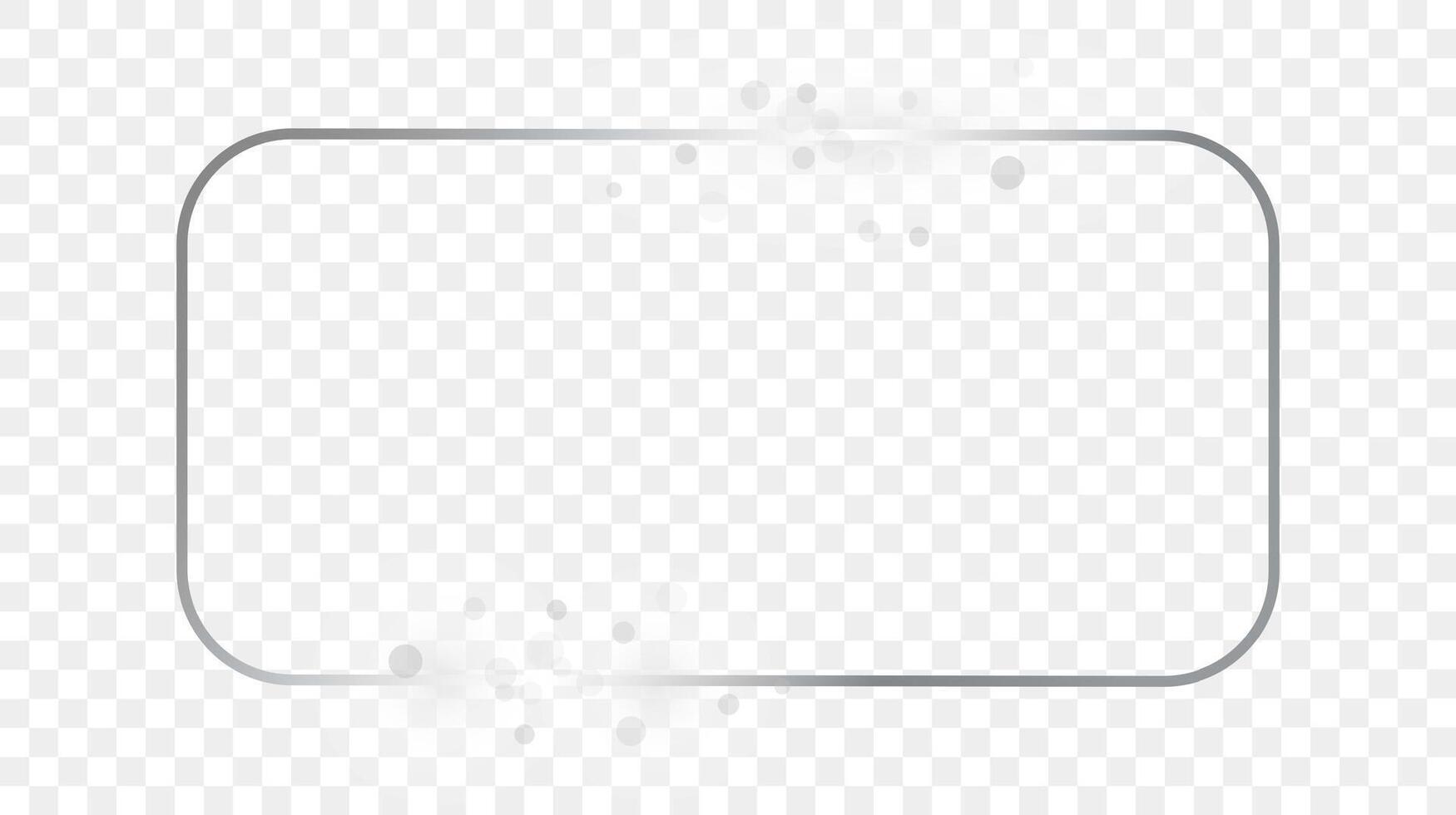 Silver glowing rounded rectangular frame with sparkles vector