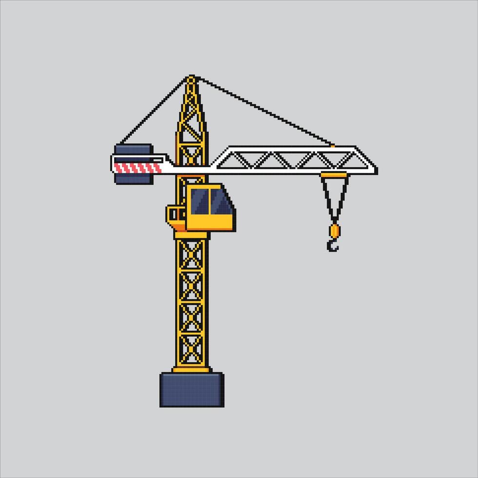Pixelated Container Crane. Harbor Container Crane pixelated for the pixel art game and icon for website and game. old school retro. vector