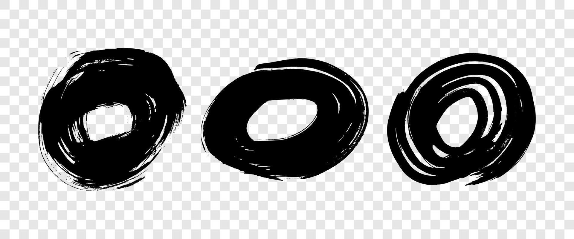 Black grunge brush strokes in circle form vector