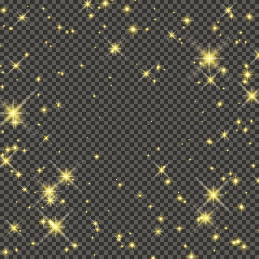 Gold glittering dust on a gray background. Dust with gold glitter effect and empty space for your text. illustration vector