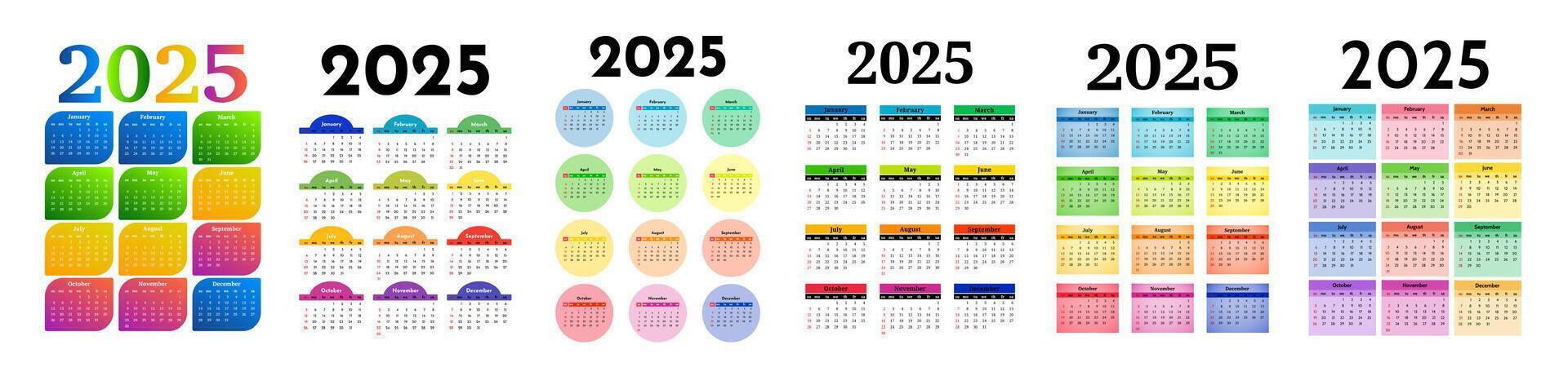 Calendar for 2025 isolated on a white background vector