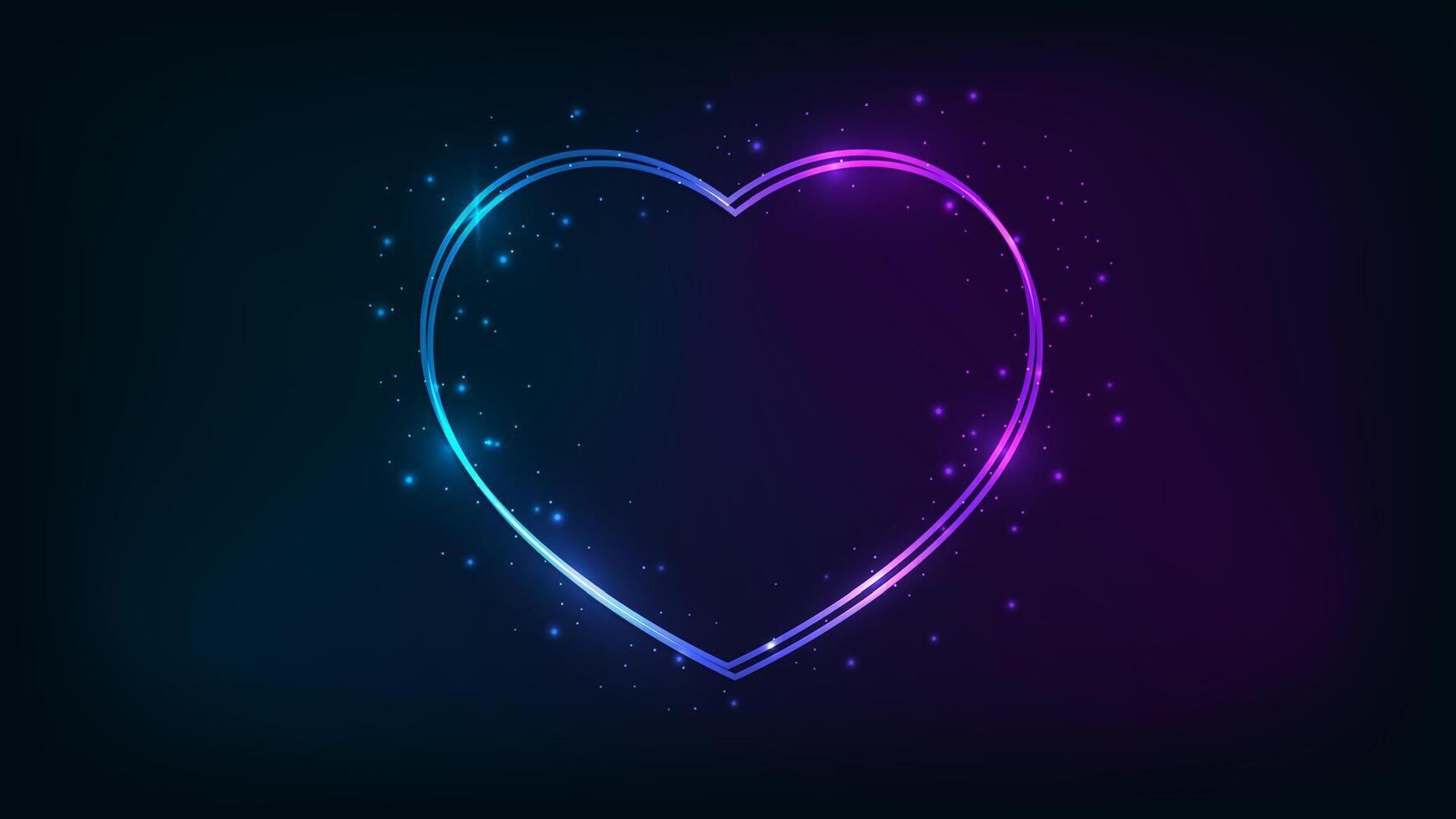 Neon double frame with shining effects vector
