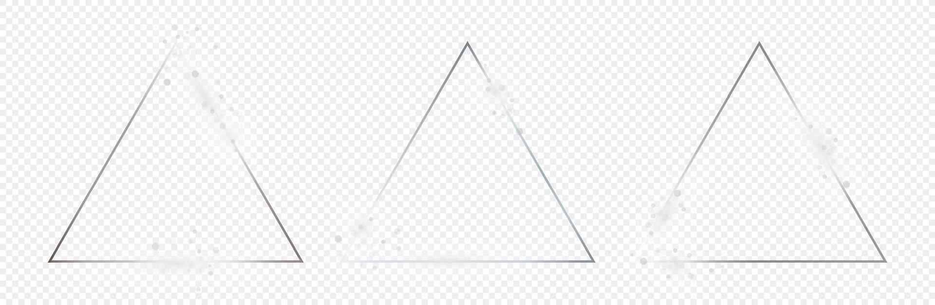 Silver glowing triangle frame vector