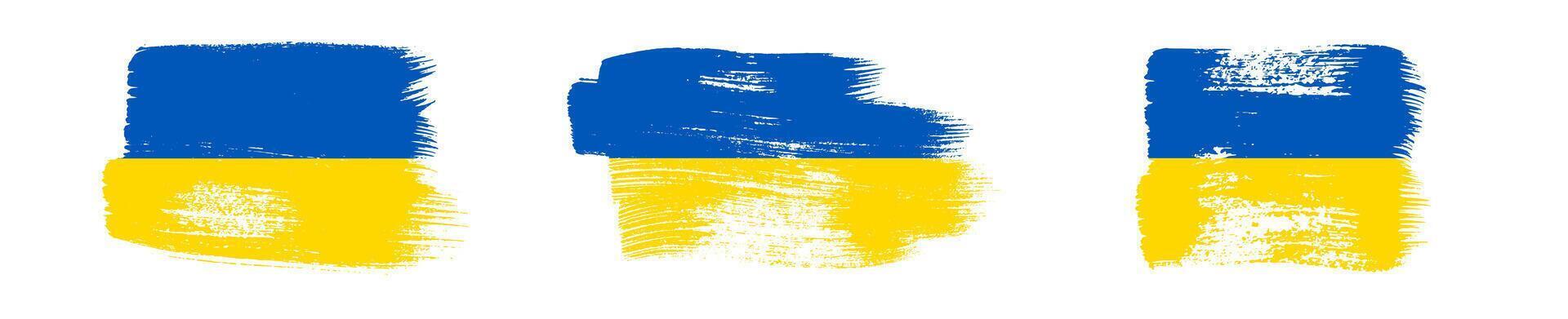 Set of Ukrainian national flags vector