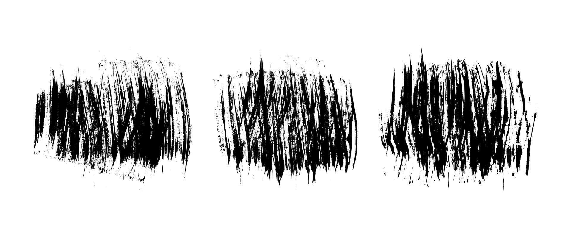 Set of black hand drawn brush strokes vector