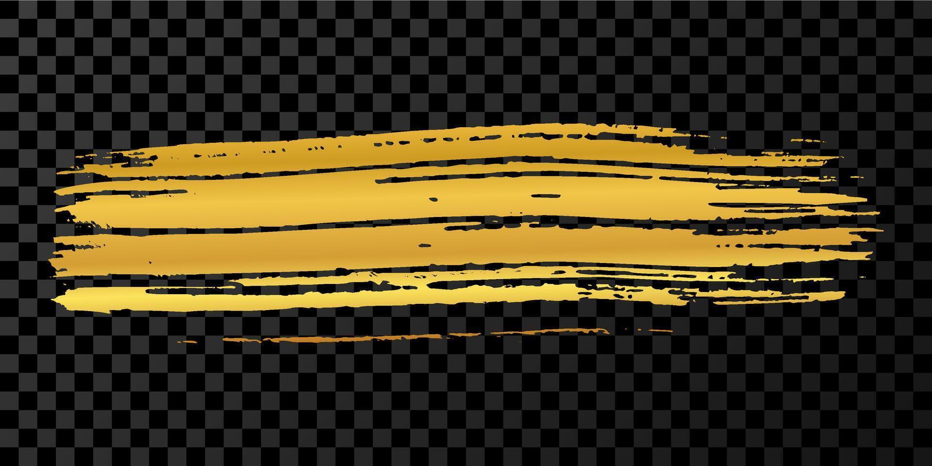 Gold brush stroke. Hand drawn ink spots isolated on dark background. illustration vector