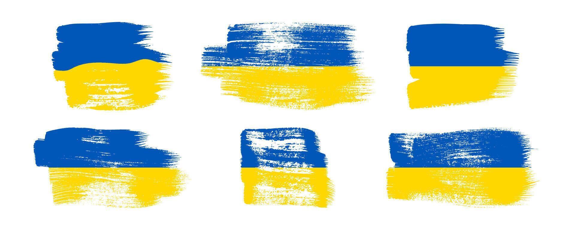 Set of Ukrainian national flags vector
