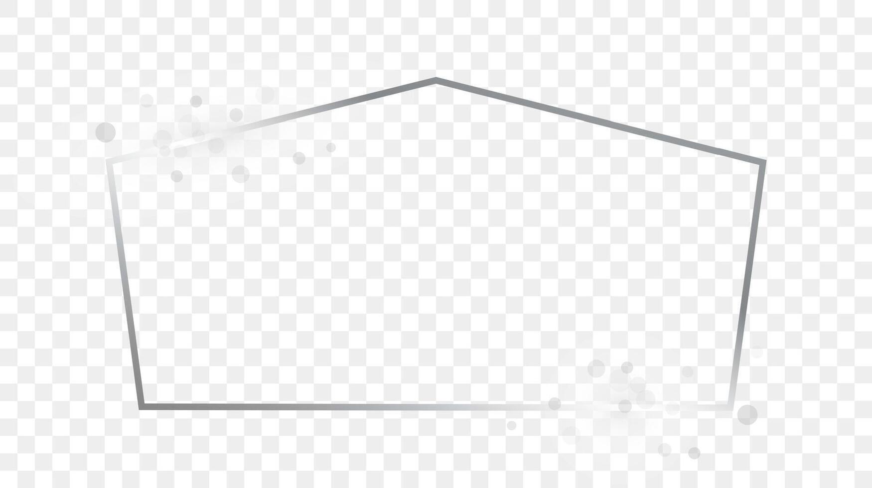 Silver glowing tetragon shape frame with sparkles vector