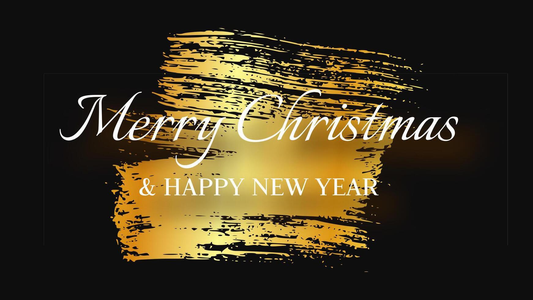 Merry Christmas and Happy New Year incription on gold smear vector