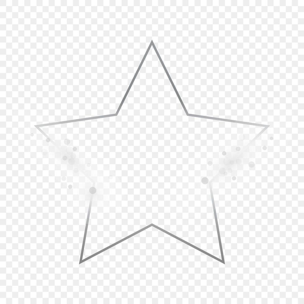 Silver glowing star shape frame with sparkles vector