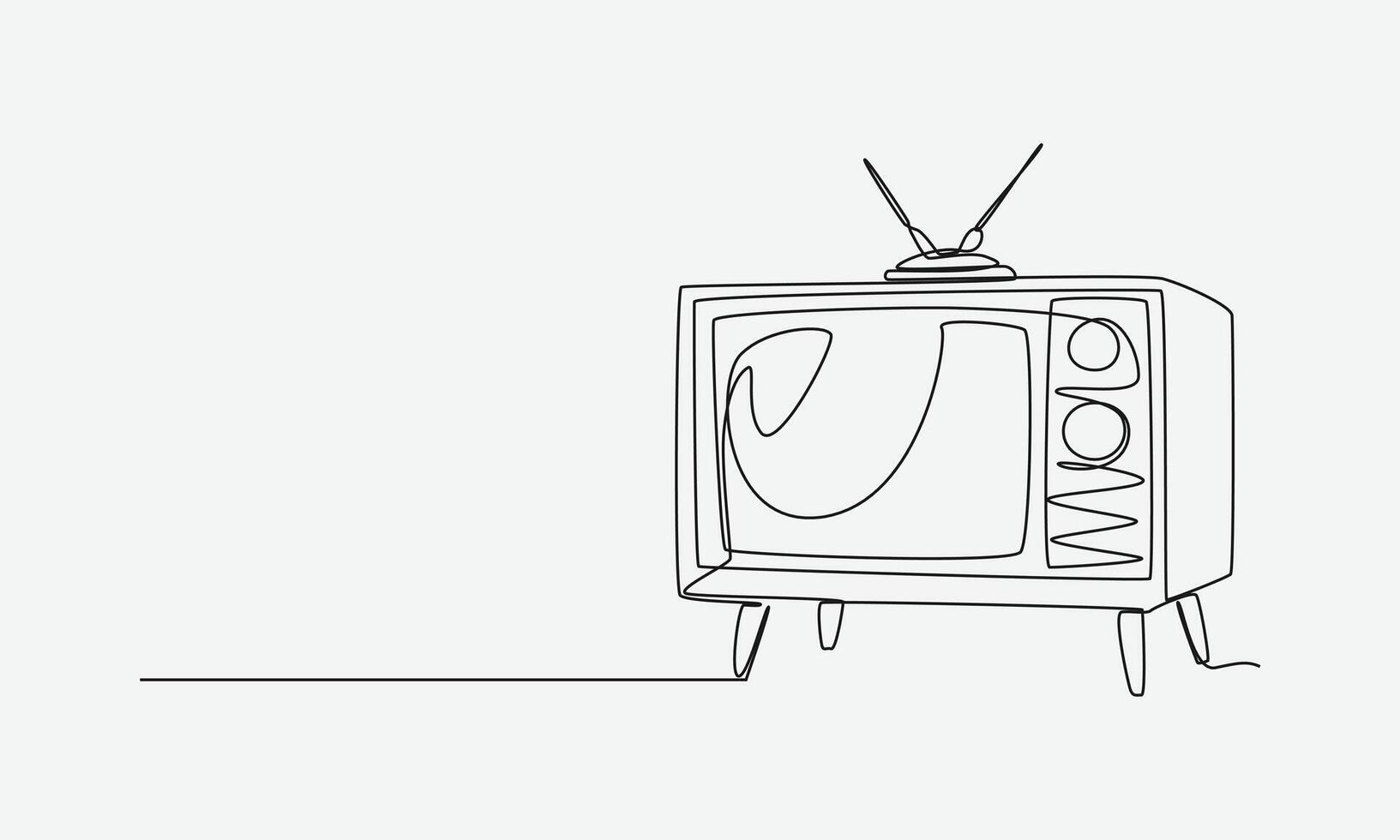 Continuous single one line drawing of old retro analog television. Editable line illustration. vector