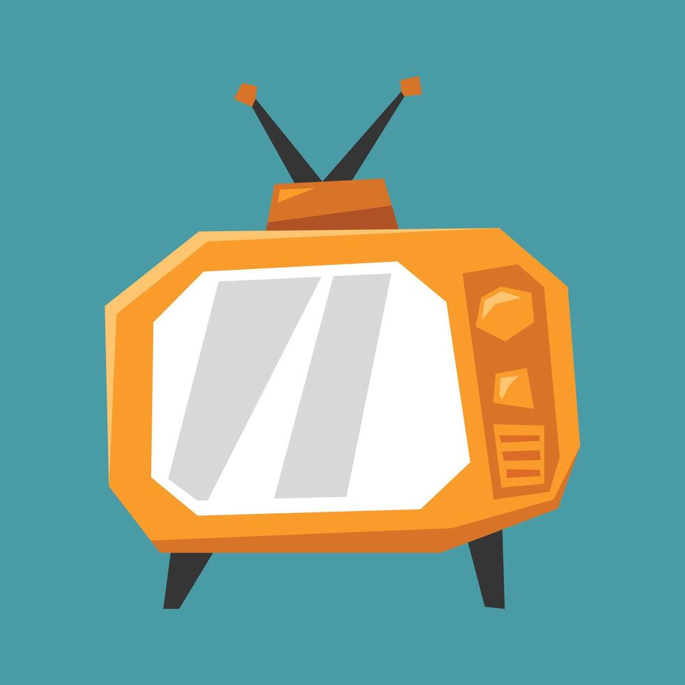 Old analog television. Colored cartoon illustration. vector