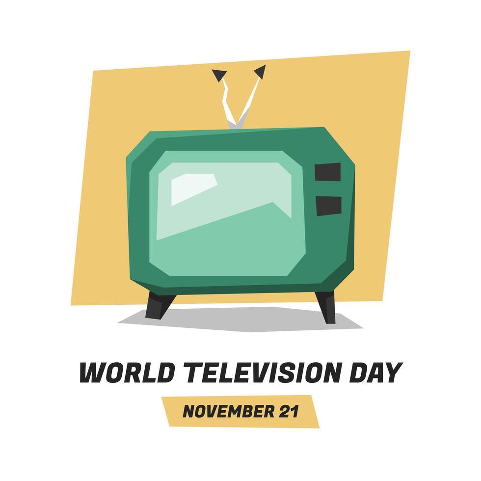 World Television Day. Analog retro television with flat cartoon style illustration. vector