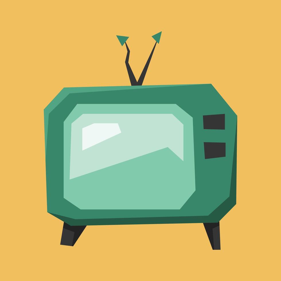 Old analog television. Colored cartoon illustration. vector
