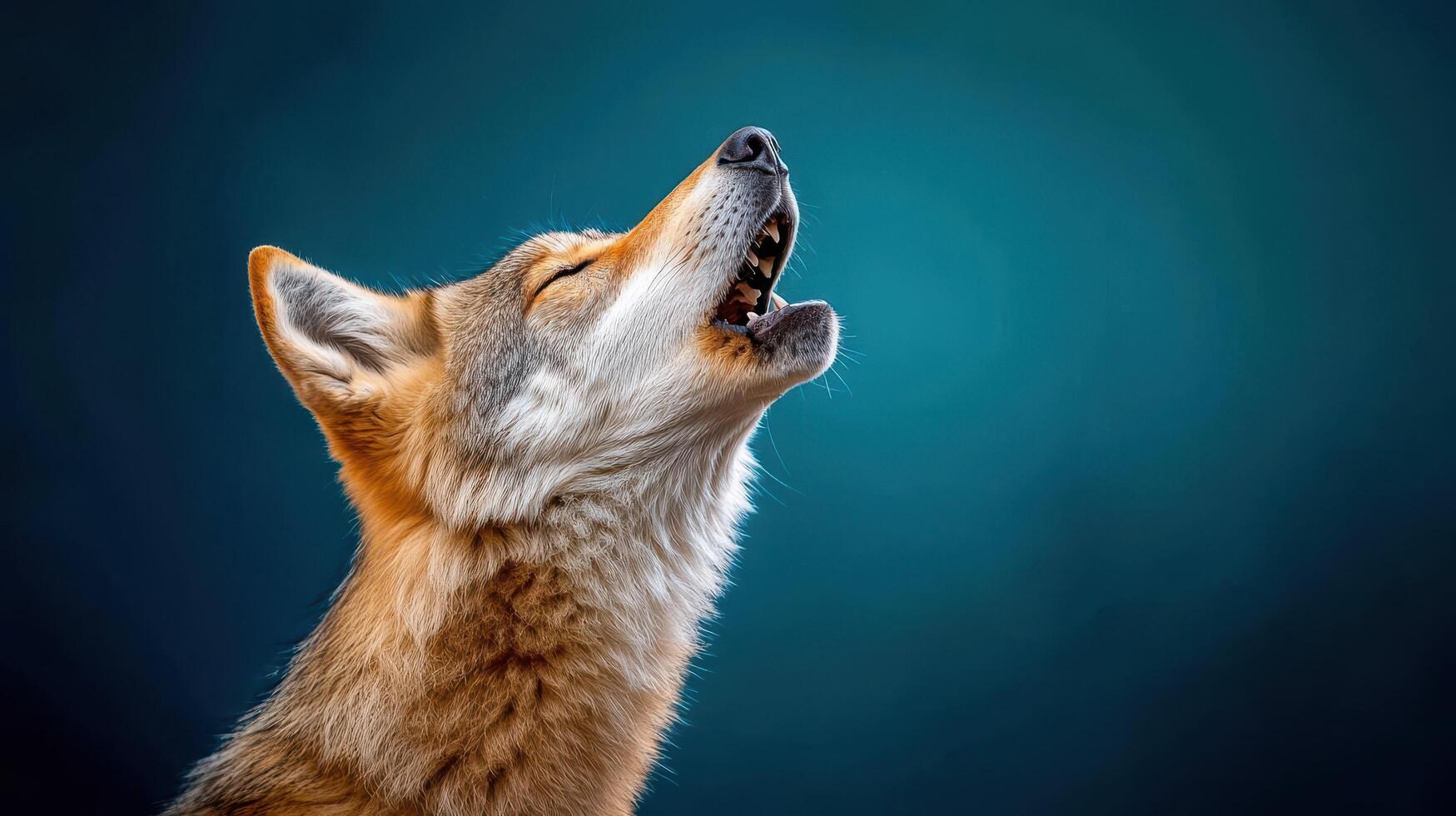 A fox is looking up with its mouth open photo