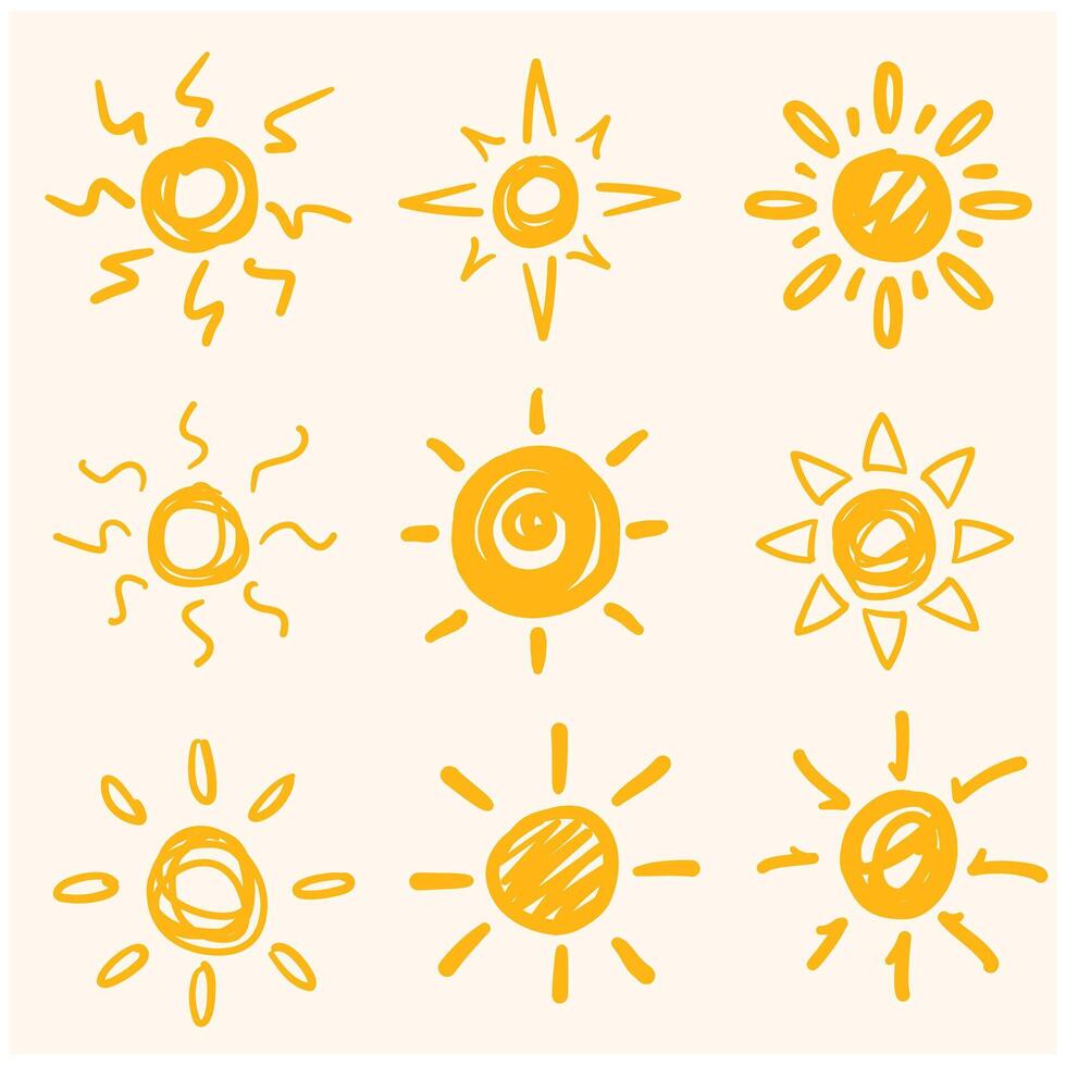 Sun doodle With illustration style doodle and line art vector