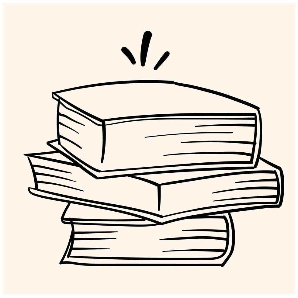 hand drawn stack of books With illustration style doodle and line art vector