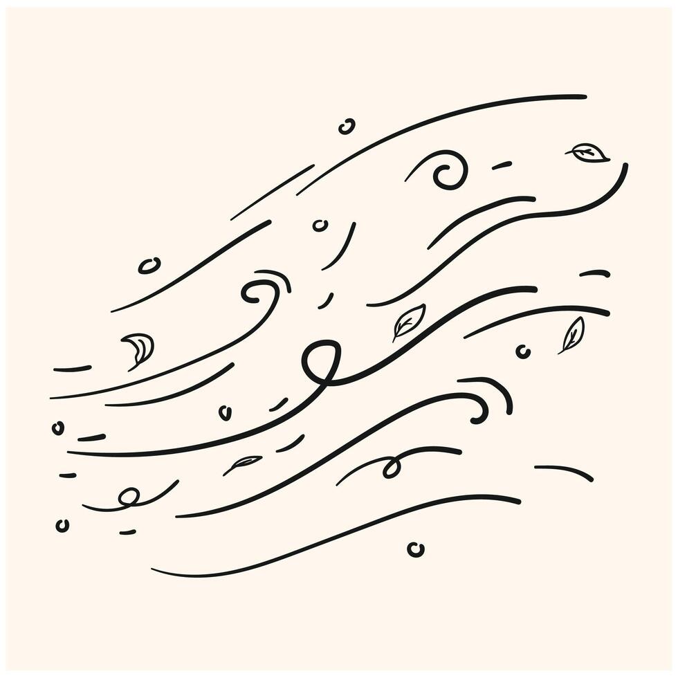 Leaf wind With illustration style doodle and line art vector