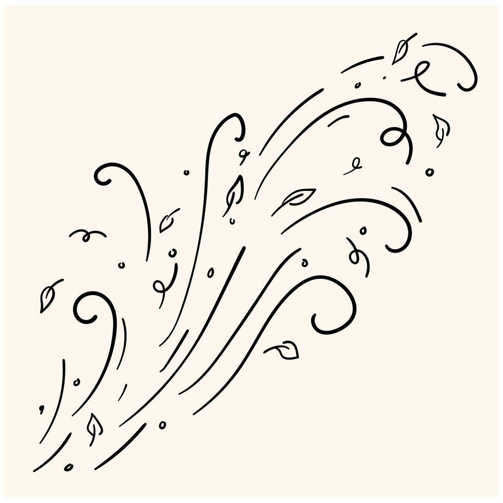 Wind motion, air blow, leaf falling elements with background cream vector