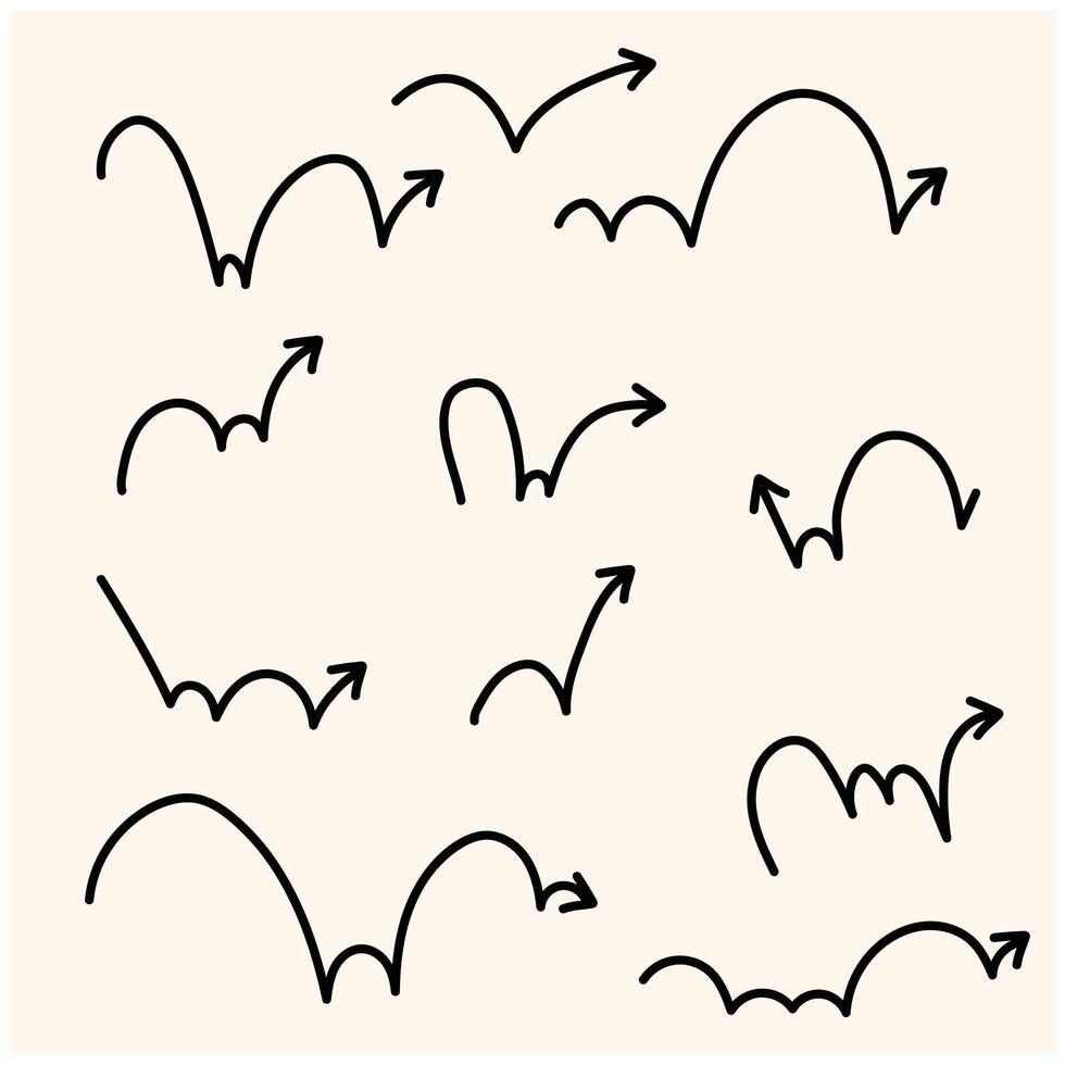 Bounce effect arrows set With illustration style doodle and line art vector
