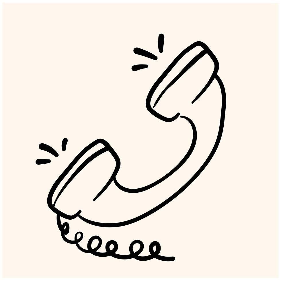 Hand Drawn Telephone With illustration style doodle and line art vector