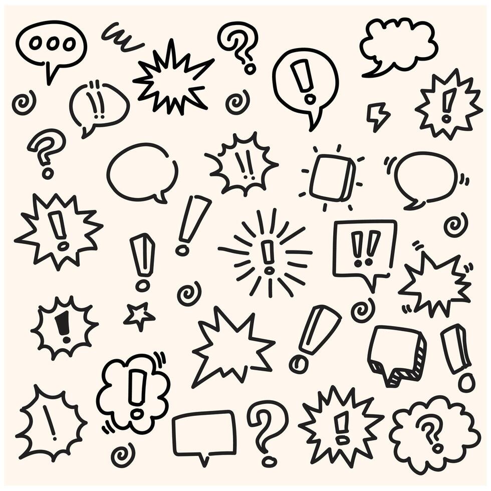 speech bubbles With illustration style doodle and line art vector