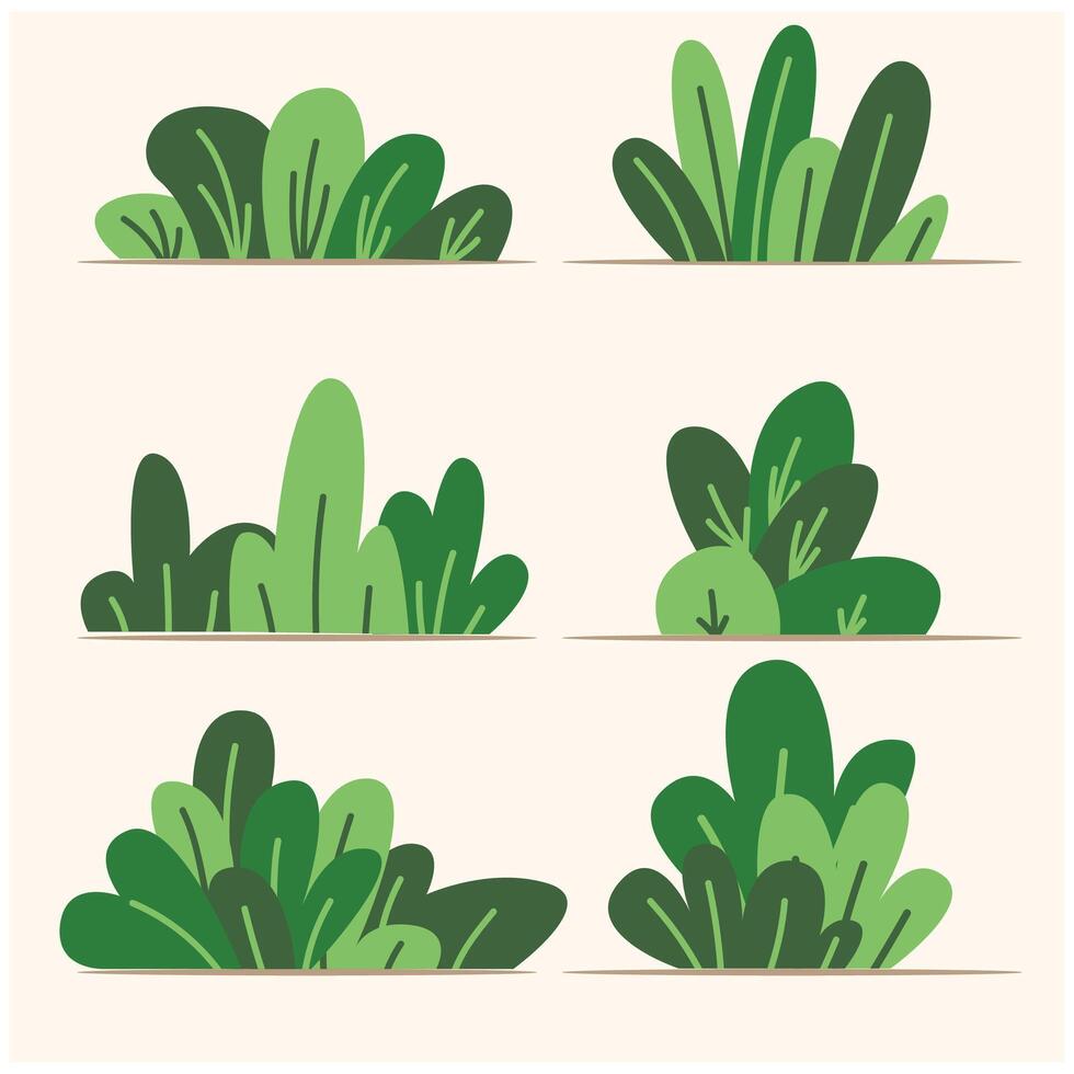 Shrub bush shrubbery tree simple abstract flat cartoon With illustration style doodle and line art vector