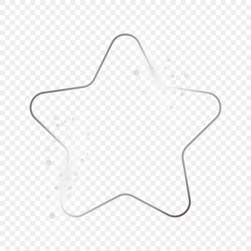 Silver glowing rounded star shape frame with sparkles vector