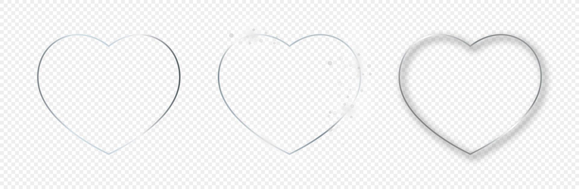Silver glowing heart shape frame vector