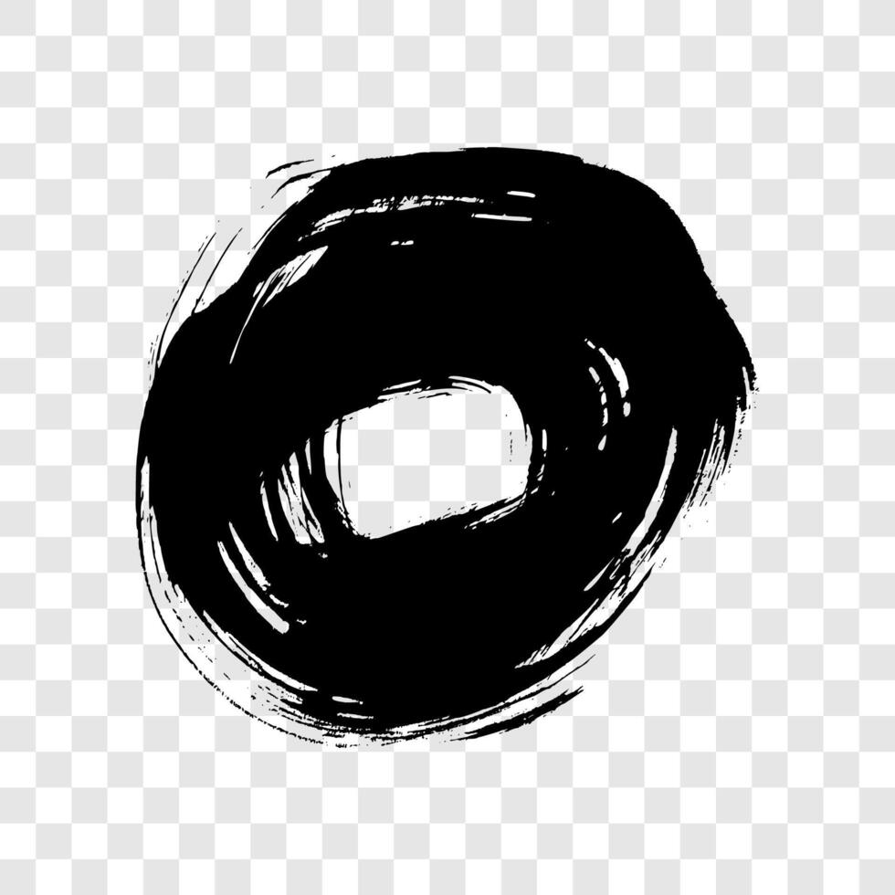 Black grunge brush strokes in circle form vector