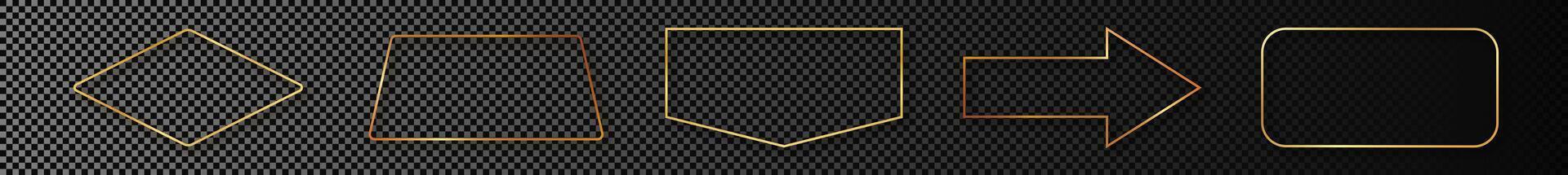 Gold glowing different geometric shape frame vector