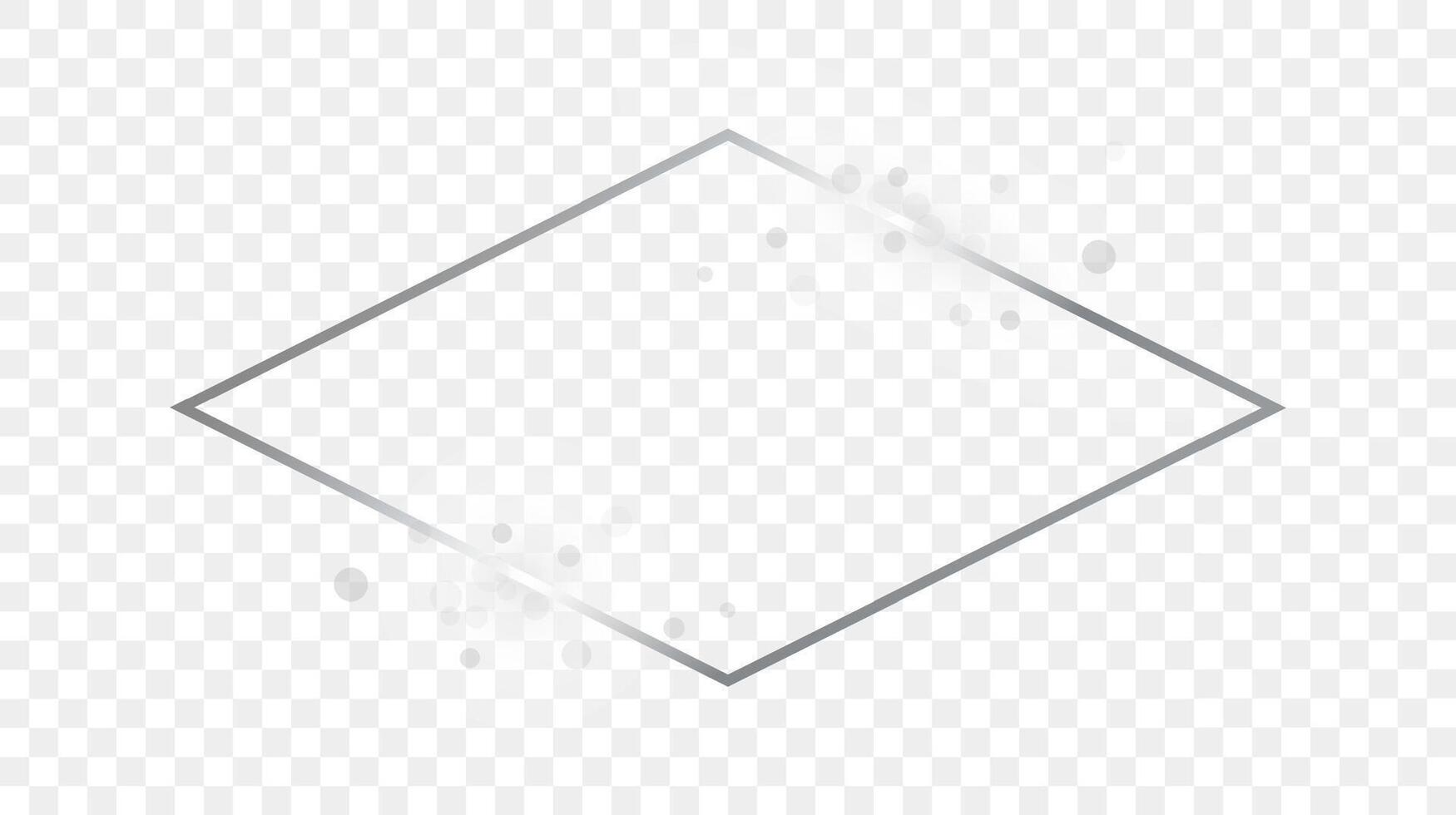 Silver glowing rhombus shape frame with sparkles vector
