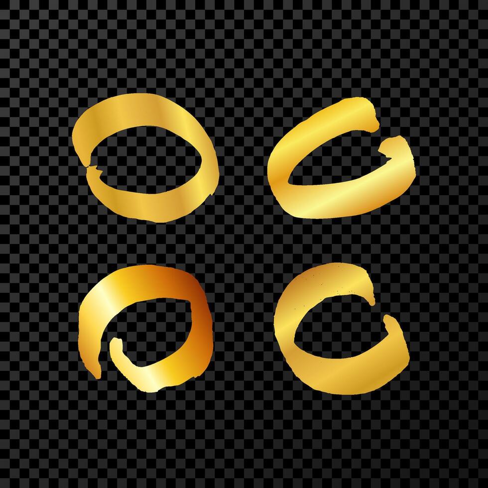 Gold grunge brush strokes in circle form vector