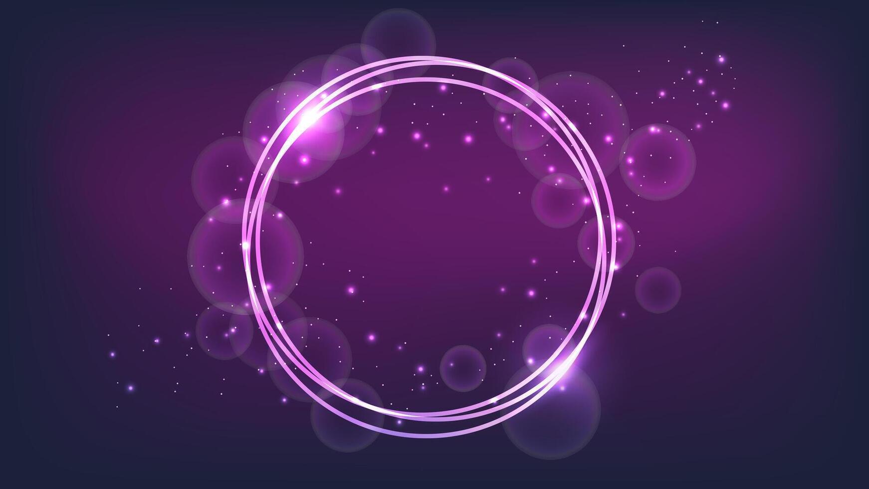Neon round frame with shining effects and sparkles vector