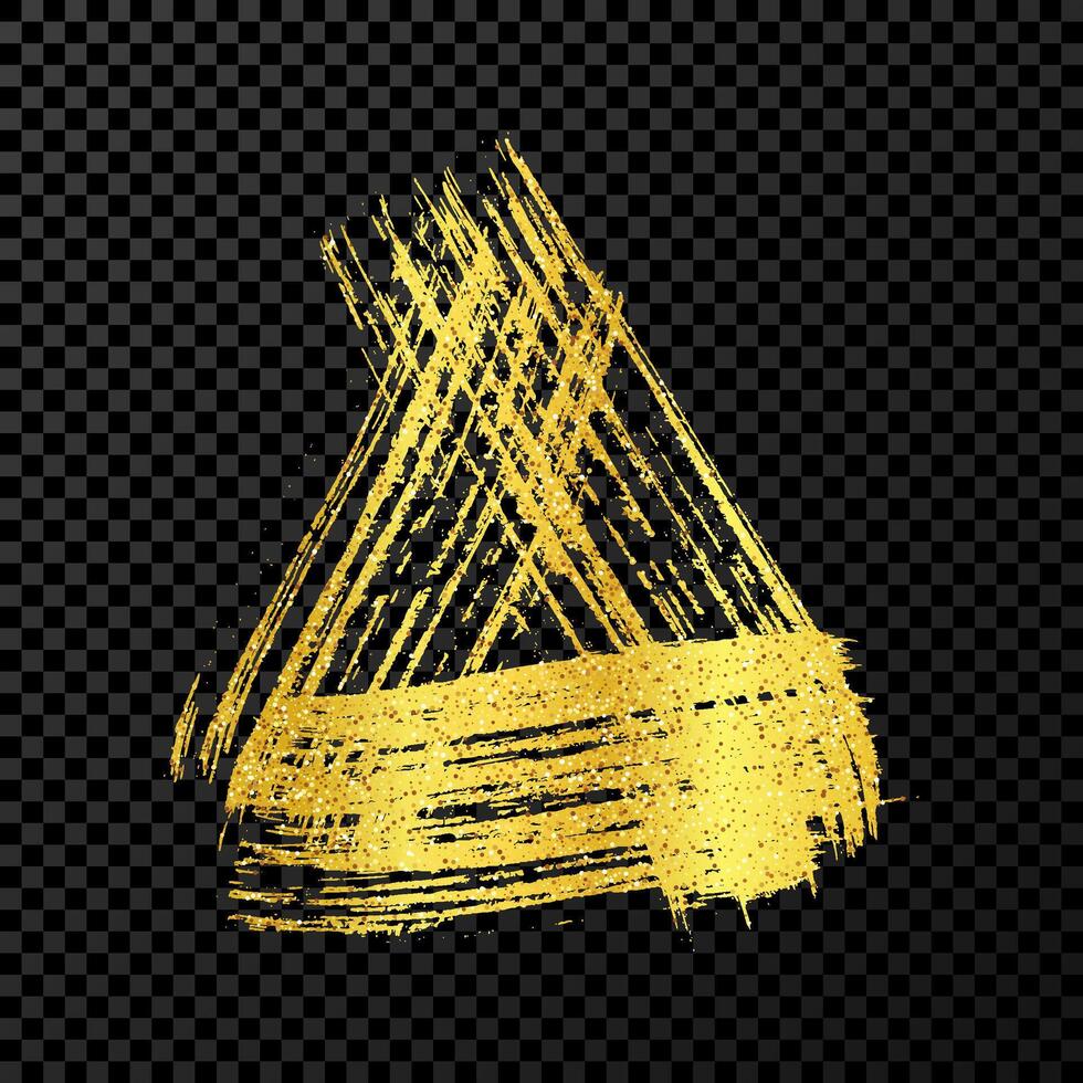 Gold grunge brush strokes in triangle form vector