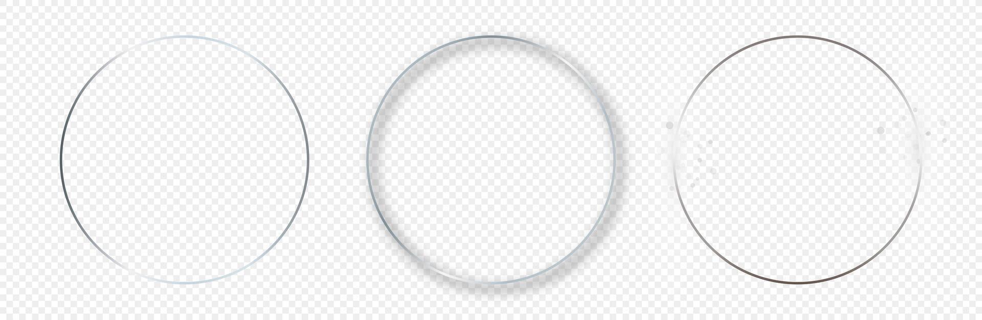 Silver glowing circle frame vector