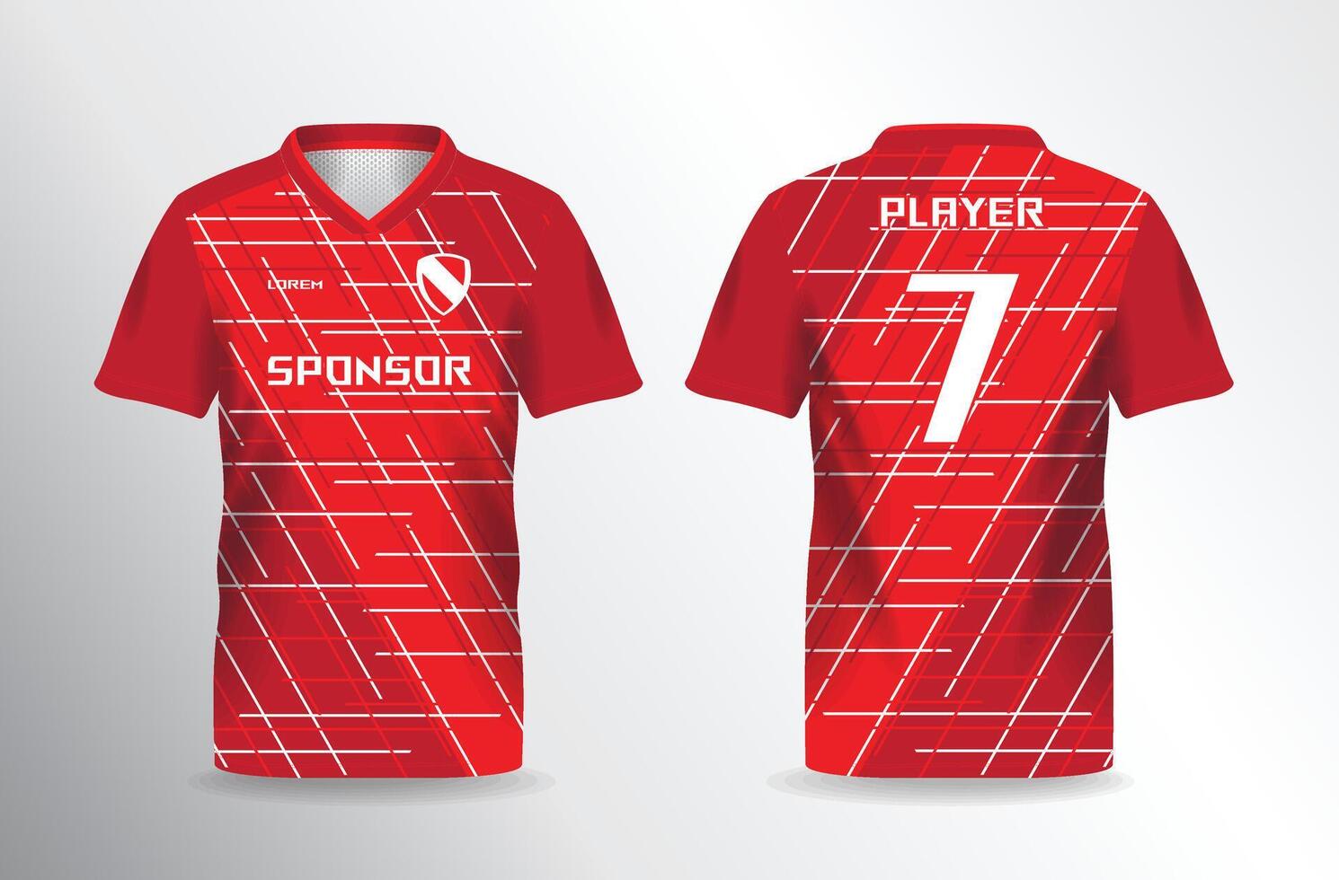 red abstract background with white lines pattern for sport jersey mockup template vector