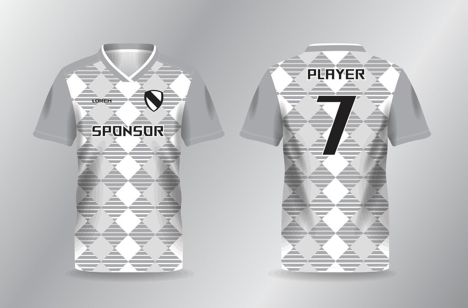 white and gray pattern sport jersey for football and soccer shirt template vector