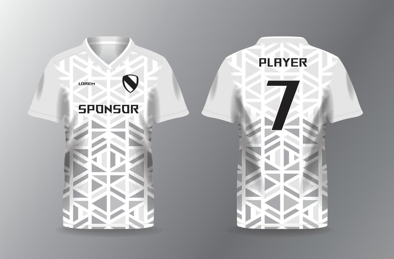 white and grayscale sport jersey for football and soccer shirt template vector