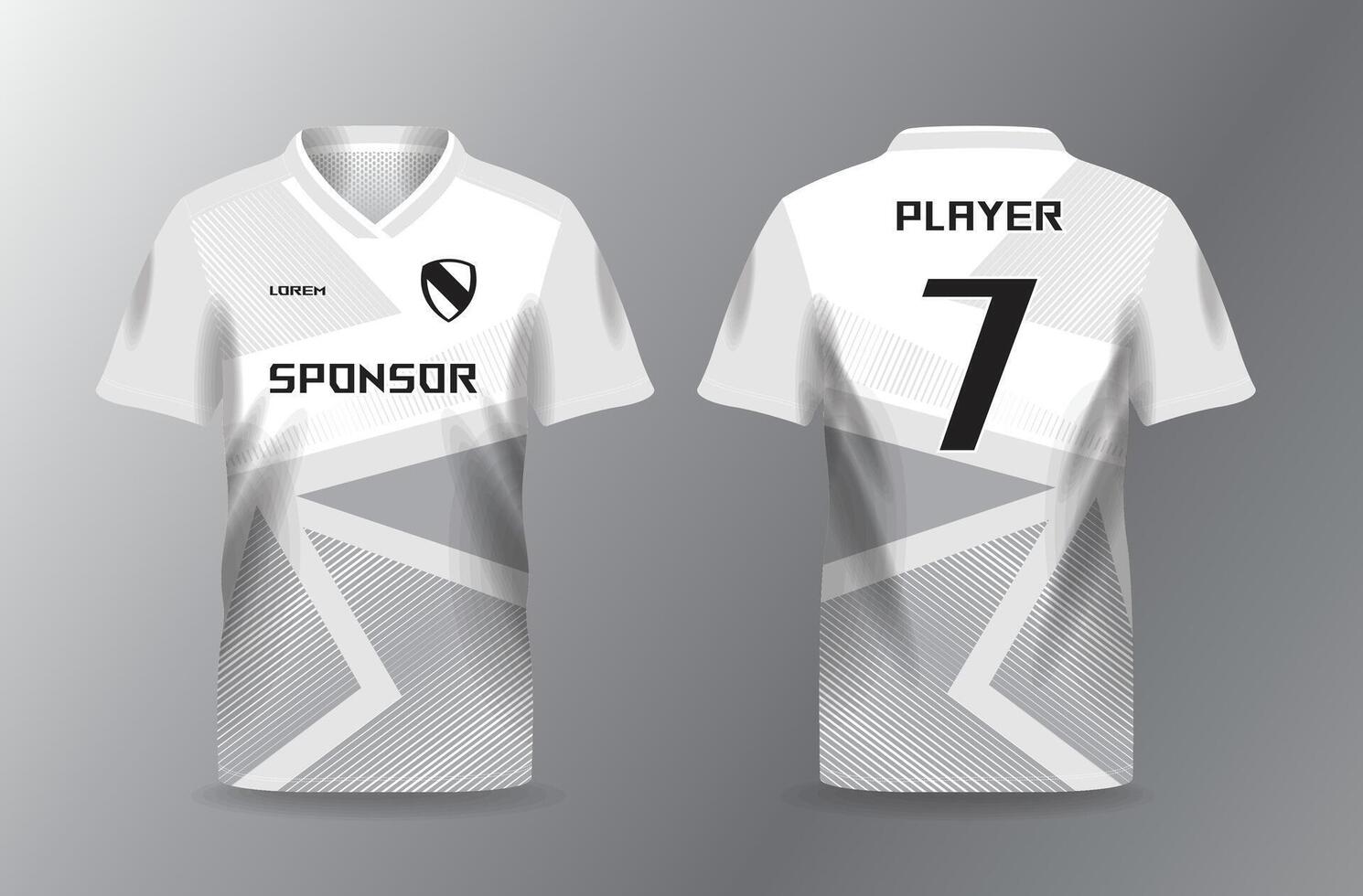 simple abstract white and grayscale sport jersey for football and soccer shirt template vector