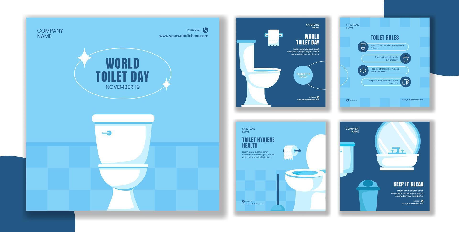 World Toilet Day Illustration for Social Media Post Templates in Flat Cartoon Style vector