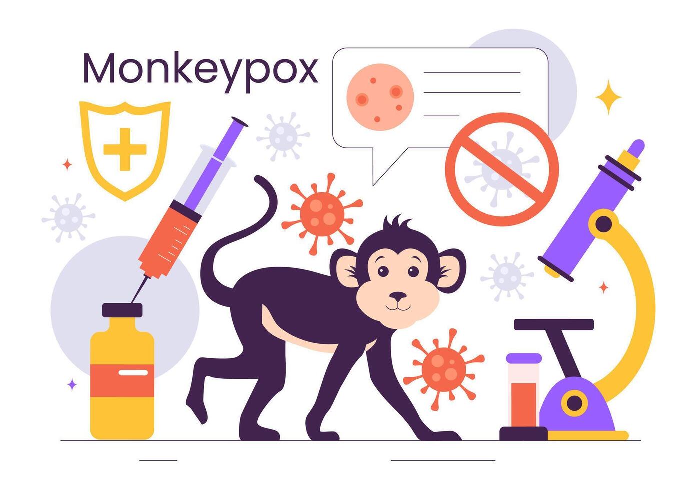 Monkeypox Outbreak Illustration with Human Symptoms in a Flat Cartoon Healthcare Background vector