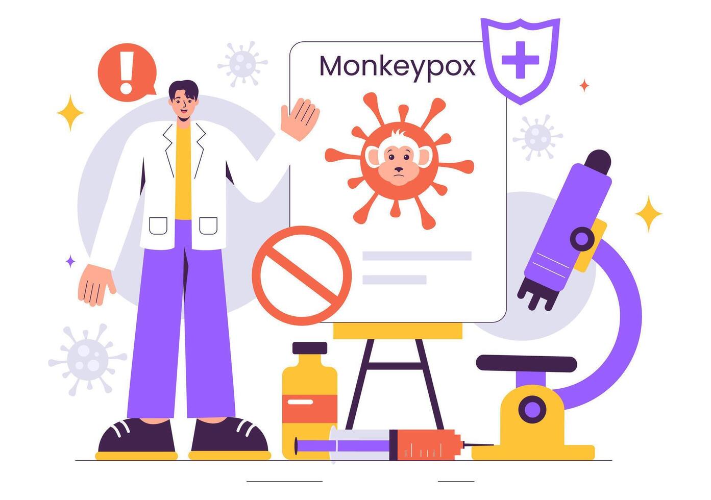 Monkeypox Virus Outbreak with Healthcare Focus in Cartoon Style vector
