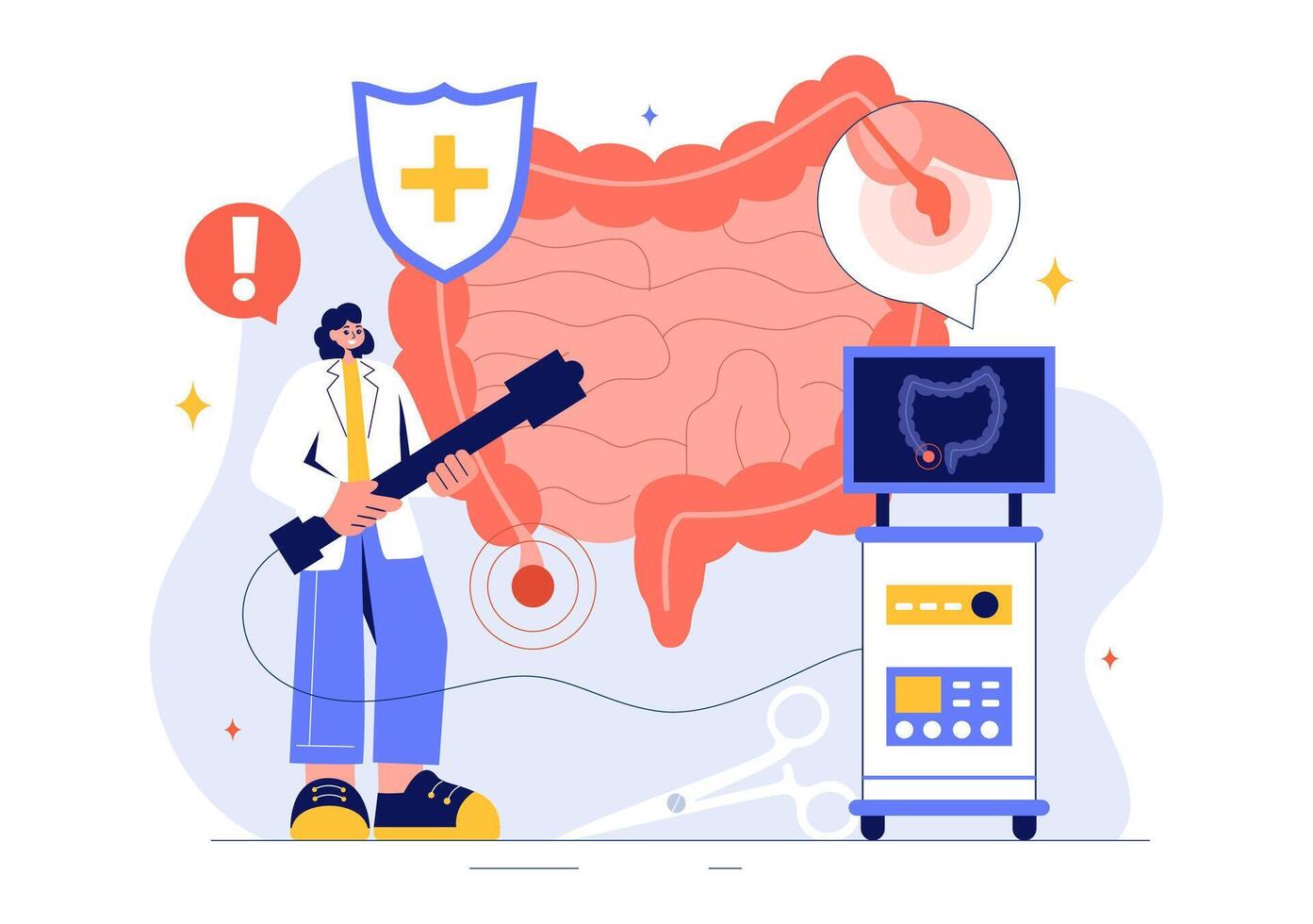 Inflammation of the Appendix and Stomach Pain Treatment in Healthcare Illustration in a Flat Cartoon Background vector