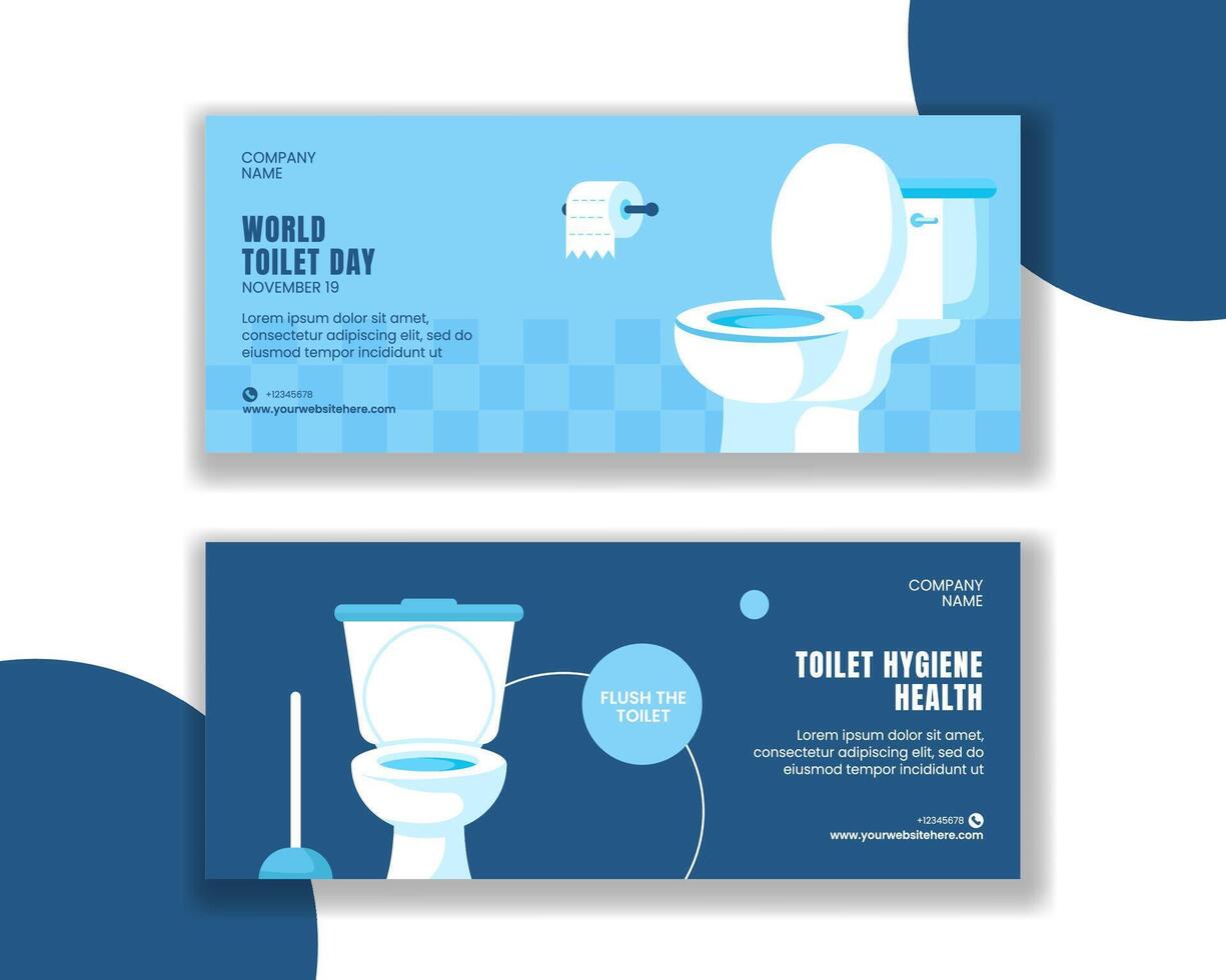 Horizontal Banner Template for World Toilet Day with Flat Cartoon Background Illustration vector