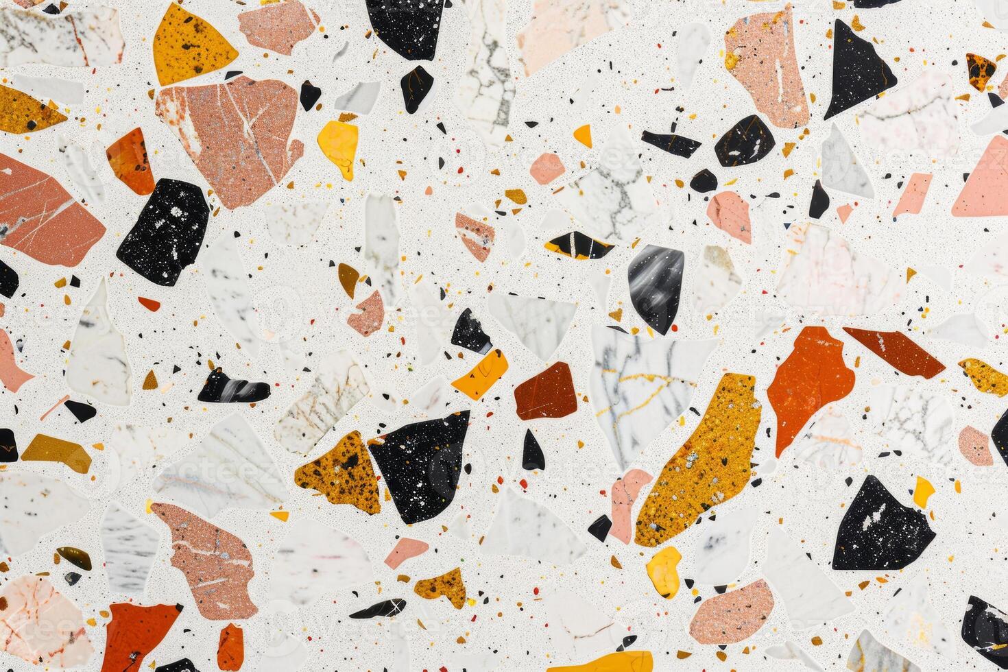 Mosaic tile floor with colorful stones. Geometric flooring design concept. photo